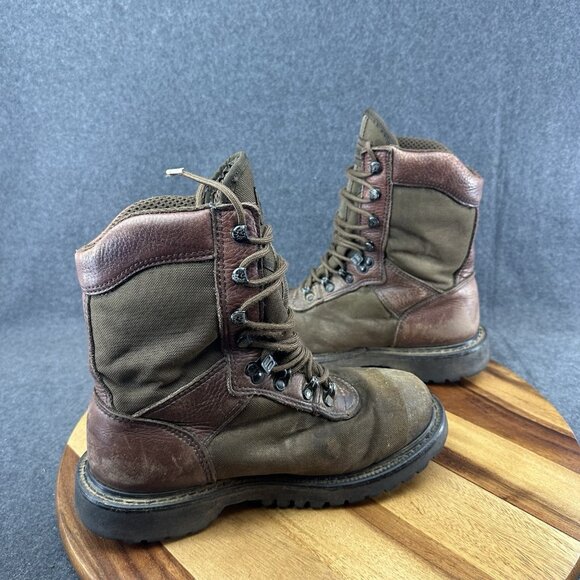 Vtg Wolverine Mens Sz 7 Gore-tex Waterproof Leather Brown Green Distressed Boots - Picture 9 of 13